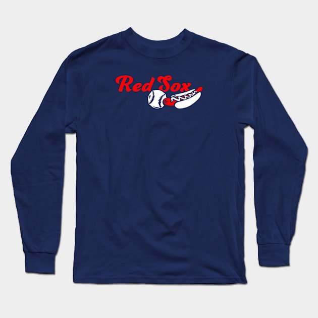 Red Sox Ball and Dog Long Sleeve T-Shirt by Throwzack